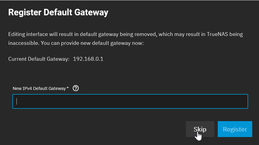 Enter the gateway address or accept the default.