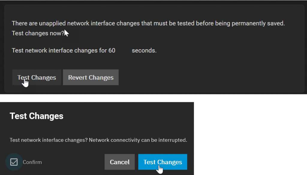 Test network changes