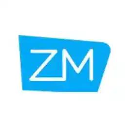 The logo of ZoneMinder featuring bold white letters 'ZM' inside a stylized blue camera lens shape.